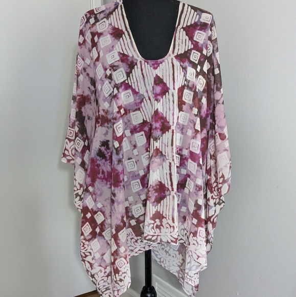 Soft Surroundings Red Pink Asymmetrical Tunic - Picture 1 of 3